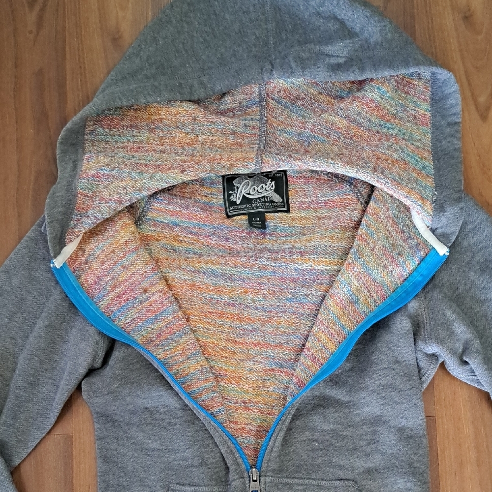Roots Gray Hoodie with Blue Accents - Picture 4 of 5